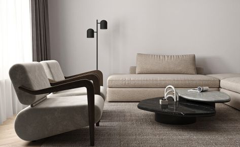 Example of a trendy living room design (Demo)