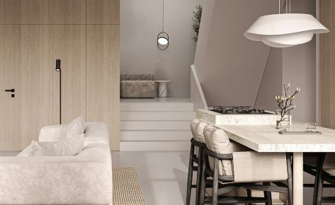 Example of a minimalist living room design with decorative elements (Demo)