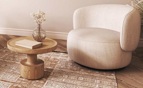 Beautiful open plan minimalist living room with laminate flooring (Demo)